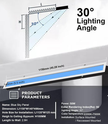 شراء ضوء لوحة سقف LED AC 100-240 فولت يحاكي الضوء الطبيعي والأزرق السماوي مع خرج طاقة 40 واط التصنيع عبر الإنترنت