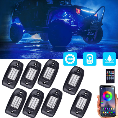 شراء محمول متعدد الألوان RGB Rock Lights مقاوم للماء مع جهاز تحكم عن بعد التصنيع عبر الإنترنت