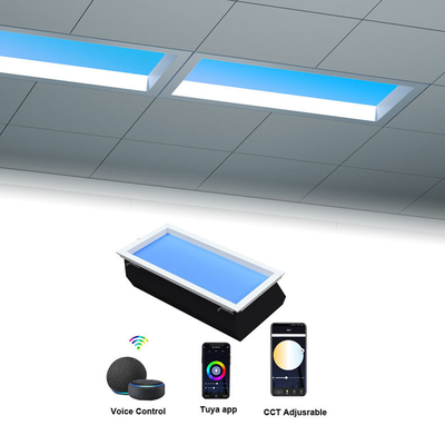 نافذة مزيفة أشعة الشمس الحقيقية Smart LED Skylight Panel ضوء يرفع المزاج للمساحات بدون نوافذ سقف احتياطي ارتفاع 300mm