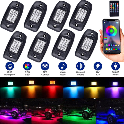 طقم إضاءة روك LED RGB عملي للسيارة ، أضواء LED روك متغيرة اللون 6000 كيلو
