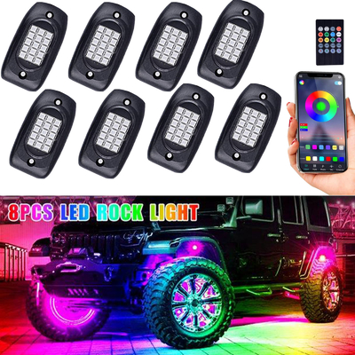 6000K 12VDC Bluetooth Rock Lights ، مصابيح LED بلاستيكية RGB قرنة