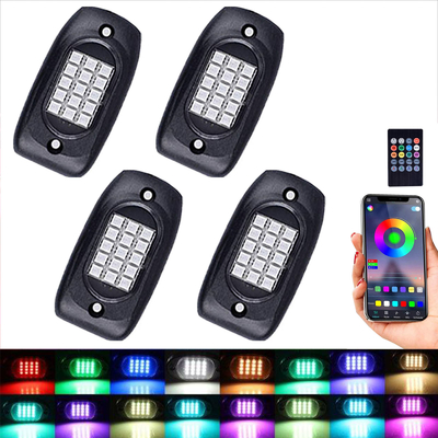 أضواء السيارة العملية RGB Rock Lights التحكم بالبلوتوث بزاوية إضاءة 120 درجة