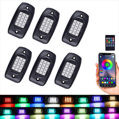 أضواء روك بلوتوث متعددة الأغراض مقاومة للغبار ، أضواء IP68 للماء RGB LED قرنة