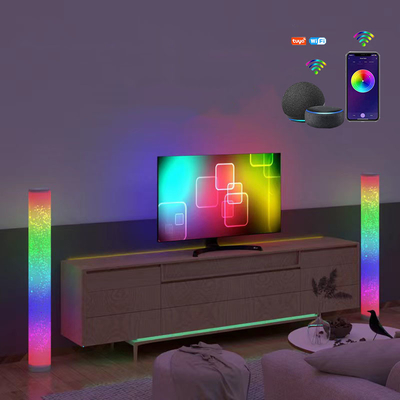 مصباح أرضي زاوية RGB قابل للتعتيم من الألومنيوم ، تحكم ذكي في التطبيقات 16 مليون لون