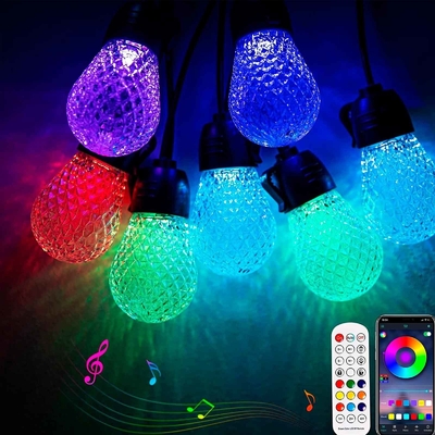 عكس الضوء 48 قدم RGB سلسلة ضوء مقاوم للماء DC12V 15 لمبات التحكم في التطبيق