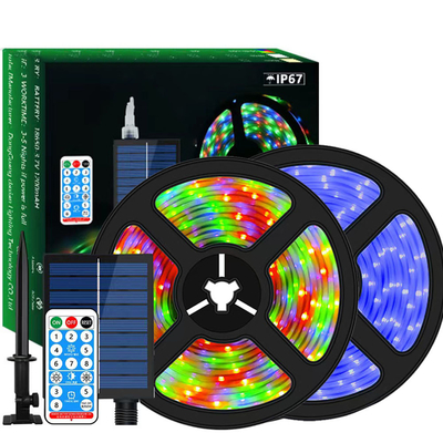 شريط إضاءة شمسي مقاوم للماء ذاتي اللصق في الهواء الطلق 2835 SMD RGB CCT 2700K-6500K