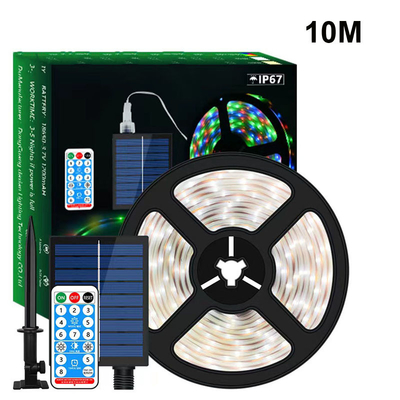 طول 5M 10M LED قطاع الطاقة الشمسية الخفيفة 2835 في الهواء الطلق مقاوم للماء أبيض دافئ
