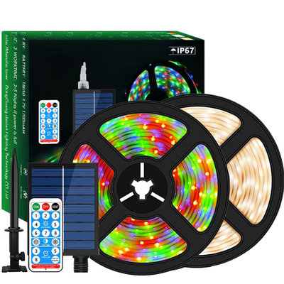 أضواء قطاع LED تعمل بالطاقة الشمسية متعددة المشاهد ، شريط RGB LED داخلي مقاوم للماء