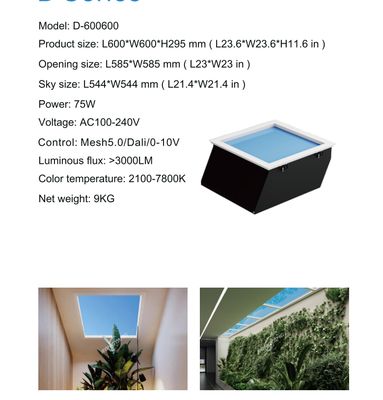 150W LED Skylight Panel لـ 8-12 متر مربع مع نطاق درجة حرارة اللون وتدفق ضوئي عالي